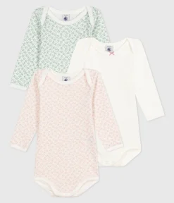 Petit Bateau Bodys*3er-Set langärmelige Baby-Bodys aus Baumwolle mit Blumenmotiv variante 1