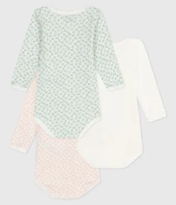 Petit Bateau Bodys*3er-Set langärmelige Baby-Bodys aus Baumwolle mit Blumenmotiv variante 1