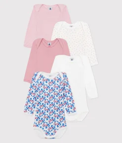 Petit Bateau Bodys*5er-Set langärmelige Baby-Bodys aus Baumwolle mit Blumenmotiv variante 1
