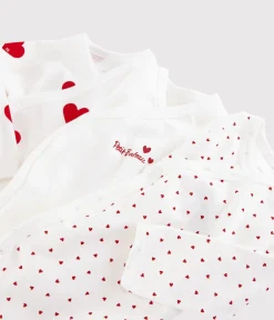 Petit Bateau Bodys|Newborn*3er-Set langärmelige Baby-Wickelbodys mit roten Herzen variante 1