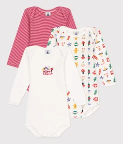 Petit Bateau Bodys*3er-Set langärmelige Bodys aus Baumwolle mit Weihnachts-Motiv für Babys. variante 1