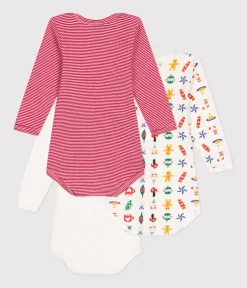 Petit Bateau Bodys*3er-Set langärmelige Bodys aus Baumwolle mit Weihnachts-Motiv für Babys. variante 1
