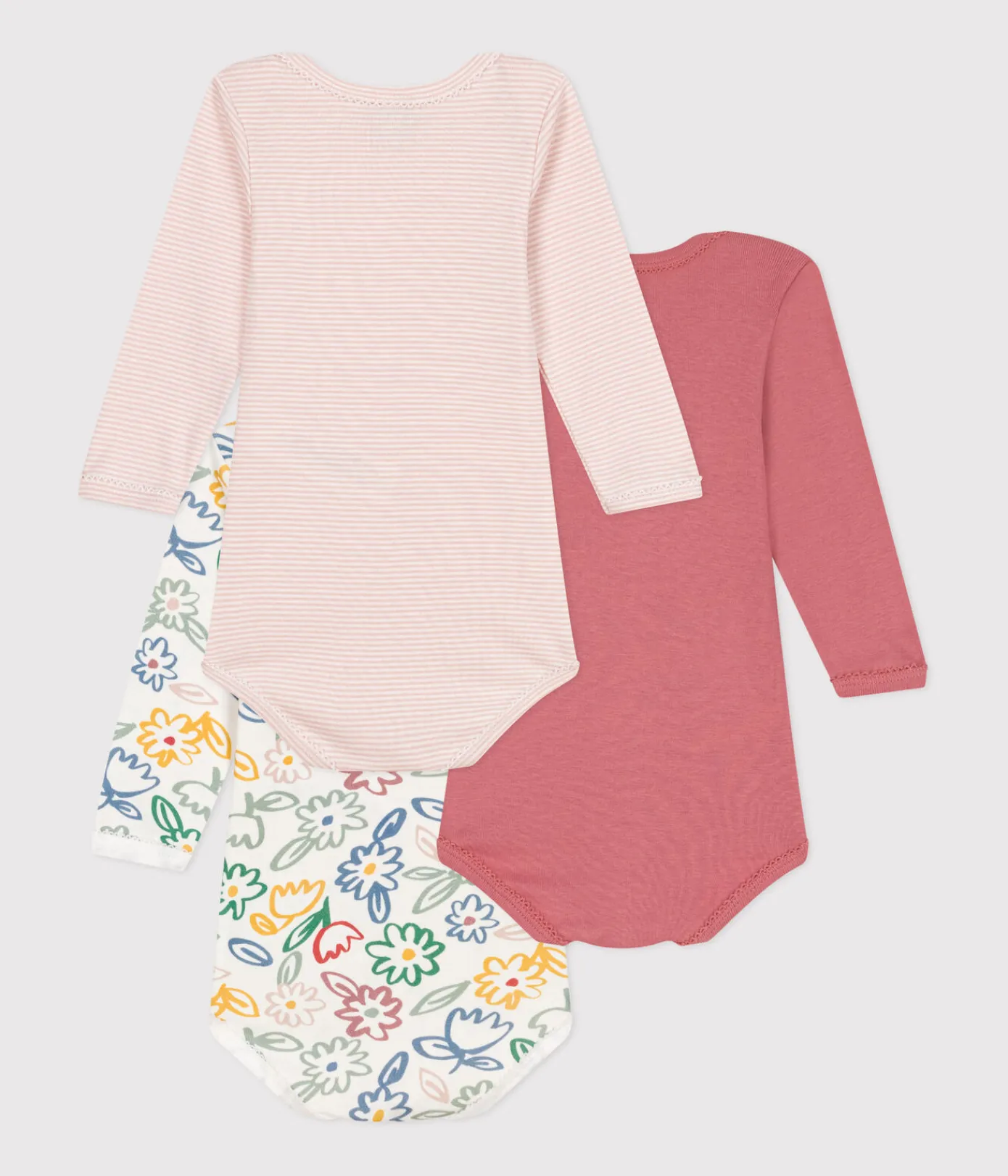 Petit Bateau Bodys*3er-Set langärmelige Bodys aus Baumwolle mit Blumenmotiv für Babys variante 1