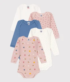 Petit Bateau Bodys*5er-Set langärmelige Bodys aus Baumwolle mit Stern- und Herzmotiven für Babys variante 1