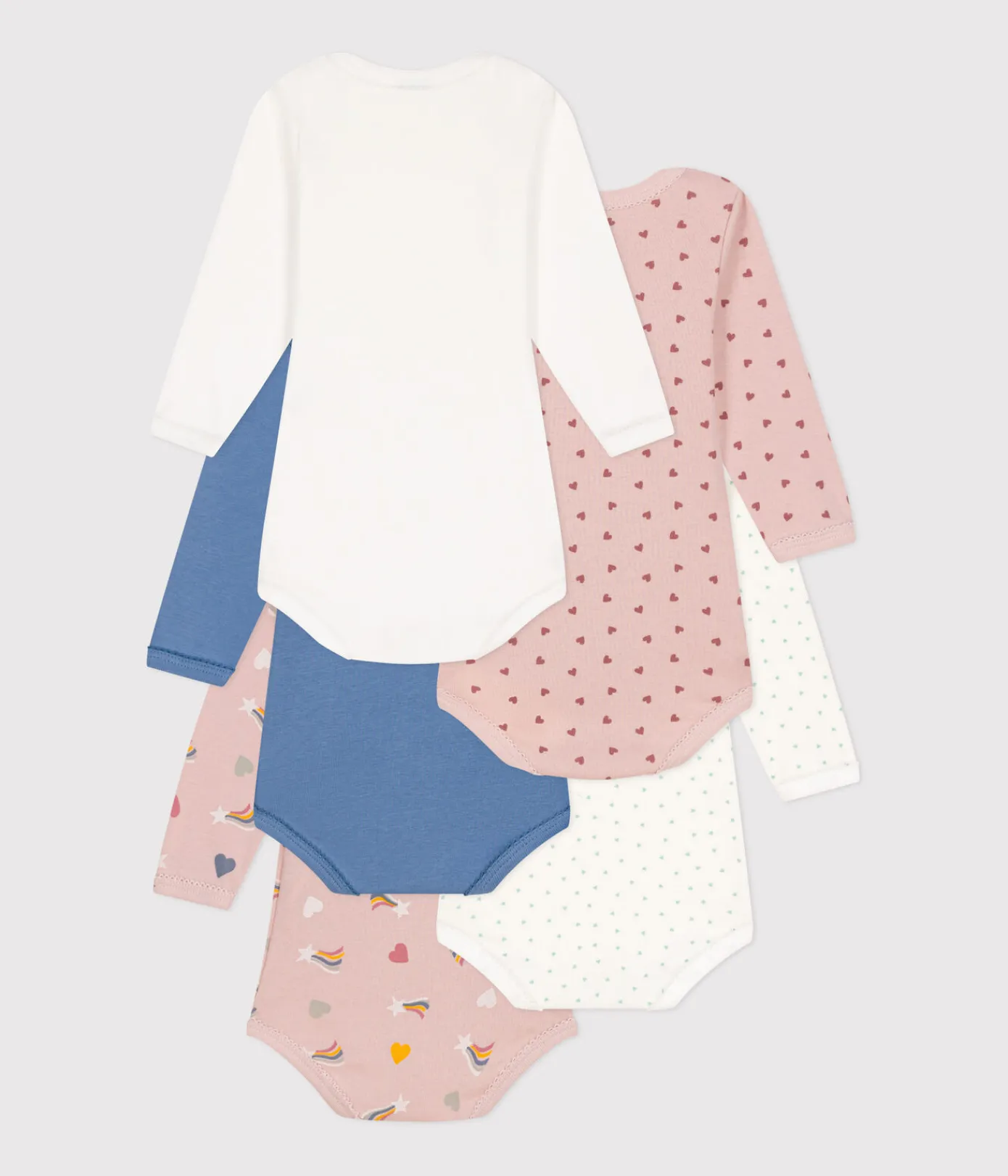 Petit Bateau Bodys*5er-Set langärmelige Bodys aus Baumwolle mit Stern- und Herzmotiven für Babys variante 1