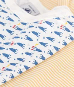 Petit Bateau Unterhemden, Tanktops|T-Shirts, Poloshirts, Hemden*2er-Set langärmelige Kinder-T-Shirts aus Baumwolle mit Raketen variante 1