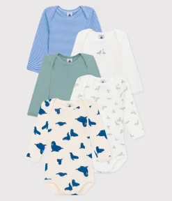 Petit Bateau Bodys*5er-Set langärmelige Strampler aus bedruckter Baumwolle variante 1