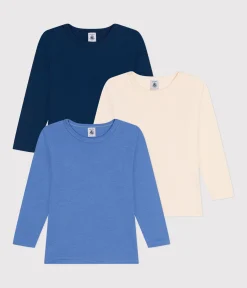 Petit Bateau Unterhemden, Tanktops|T-Shirts, Poloshirts, Hemden*3er-Set langärmelige T-Shirts aus einfarbiger Baumwolle für Kinder variante 1
