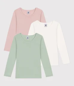 Petit Bateau Unterhemden, Tanktops|T-Shirts, Tops, Oberteile*3er-Set langärmelige T-Shirts aus einfarbiger Baumwolle für Kinder variante 1