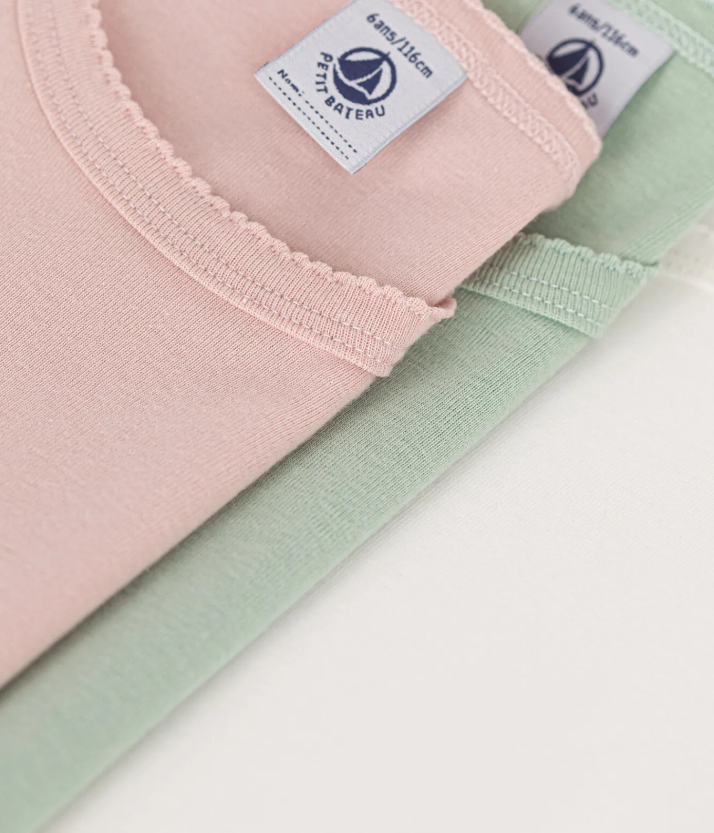 Petit Bateau Unterhemden, Tanktops|T-Shirts, Tops, Oberteile*3er-Set langärmelige T-Shirts aus einfarbiger Baumwolle für Kinder variante 1