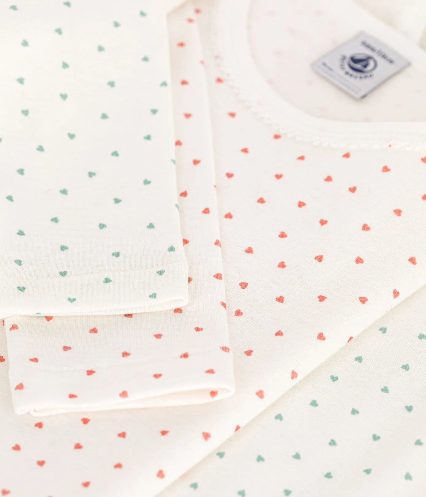 Petit Bateau Unterhemden, Tanktops|T-Shirts, Tops, Oberteile*2er-Set langärmelige T-Shirts aus Baumwolle mit Herzmotiv für Mädchen variante 1