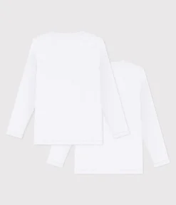 Petit Bateau Unterhemden, Tanktops|T-Shirts, Tops, Oberteile*2er-Set langärmeligE weiße T-Shirts für Mädchen variante 1