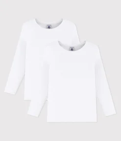 Petit Bateau Unterhemden, Tanktops|T-Shirts, Poloshirts, Hemden*2er-Set langärmelige weiße T-Shirts für Jungen variante 1