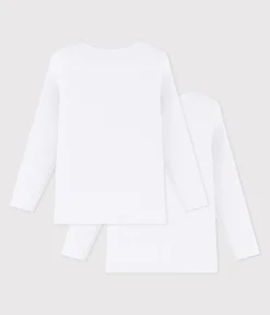 Petit Bateau Unterhemden, Tanktops|T-Shirts, Poloshirts, Hemden*2er-Set langärmelige weiße T-Shirts für Jungen variante 1