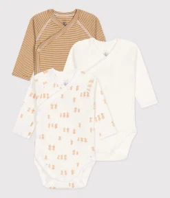 Petit Bateau Bodys|Newborn*3er-Set langärmelige Wickelbodys aus Baumwolle variante 2