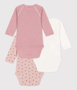 Petit Bateau Bodys|Newborn*3er-Set langärmelige Wickelbodys aus Baumwolle variante 2