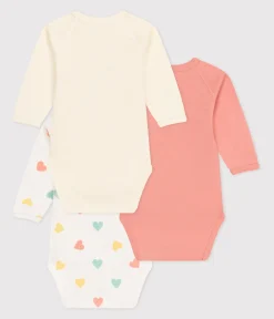 Petit Bateau Bodys|Newborn*3er-Set langärmelige Wickelbodys aus bedruckter Baumwolle variante 2