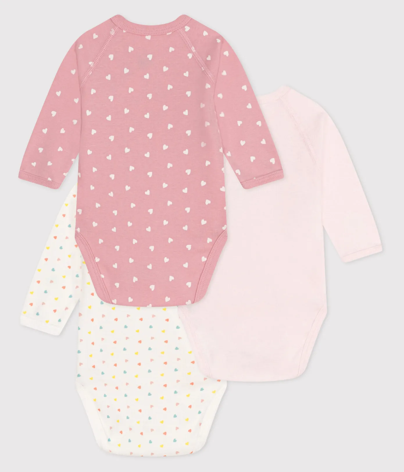 Petit Bateau Bodys|Newborn*3er-Set langärmelige Wickelbodys aus bedruckter Baumwolle variante 1