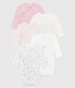 Petit Bateau Bodys|Newborn*5er-Set langärmelige Wickelbodys aus bedruckter Baumwolle variante 1