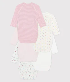 Petit Bateau Bodys|Newborn*5er-Set langärmelige Wickelbodys aus bedruckter Baumwolle variante 1