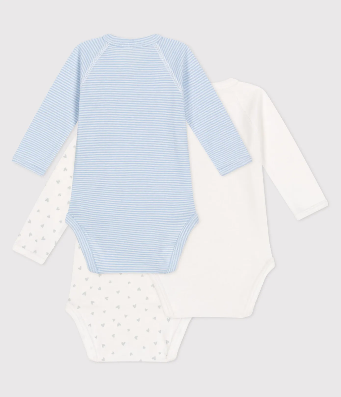 Petit Bateau Bodys|Newborn*3er-Set langärmelige Wickelbodys aus bedruckter Baumwolle variante 1