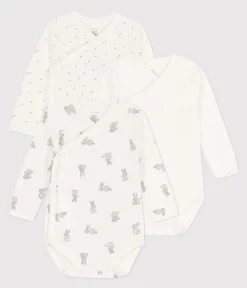 Petit Bateau Bodys|Newborn*3er-Set langärmelige Wickelbodys aus Baumwolle mit Häschenmotiv variante 1
