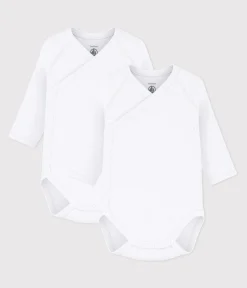 Petit Bateau Bodys|Newborn*2er-Set langärmelige Wickelbodys aus einfarbiger Baumwolle für Neugeborene variante 1