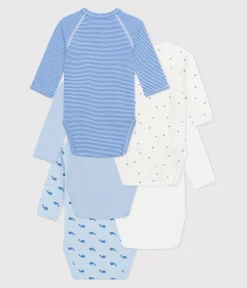 Petit Bateau Bodys|Newborn*5er-Set langärmelige Wickelbodys aus bedruckter Baumwolle variante 1