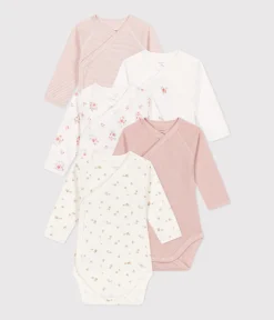 Petit Bateau Bodys|Newborn*5er-Set langärmelige Wickelbodys aus Baumwolle variante 1