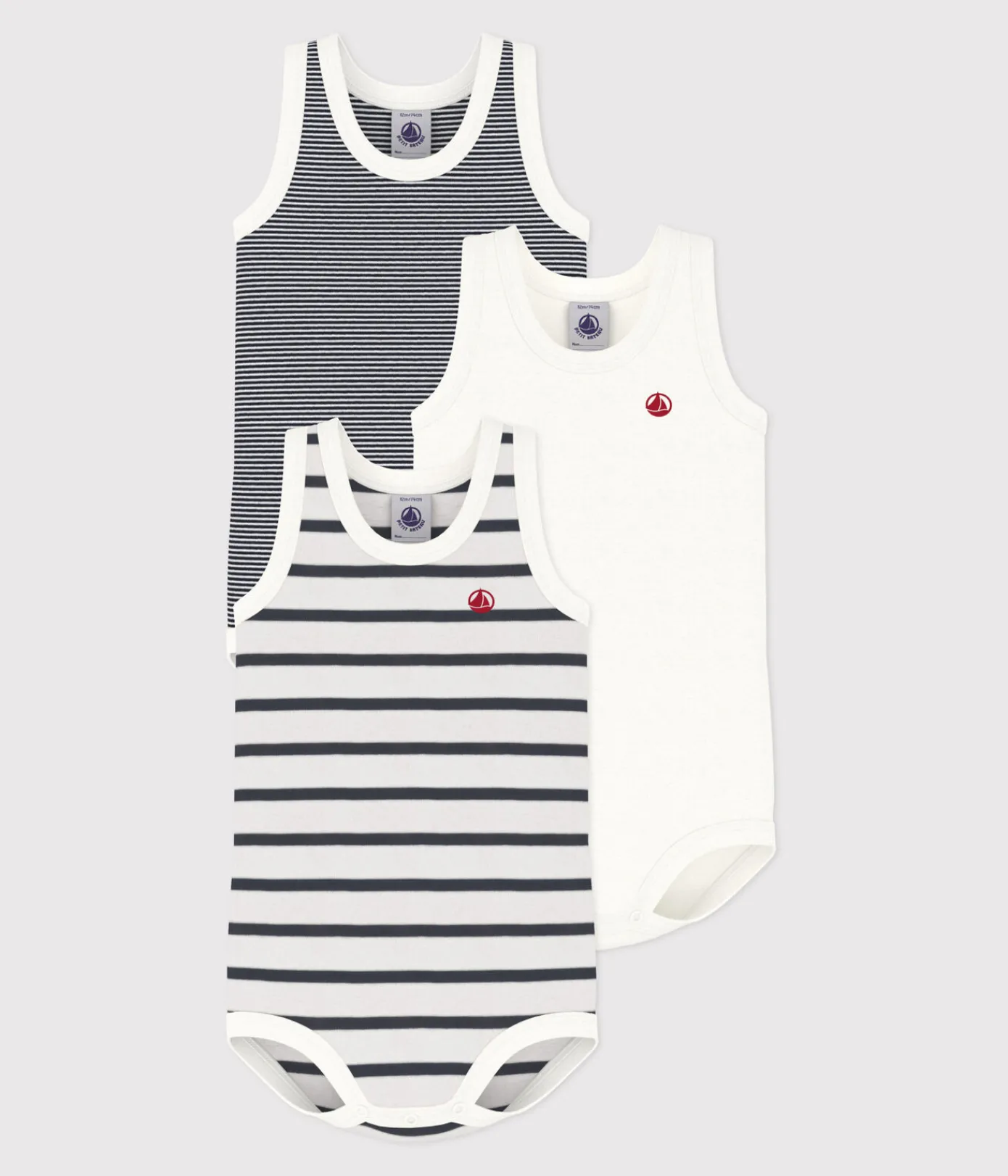 Petit Bateau Bodys*3er-Set ärmellose Baby-Bodys variante 1