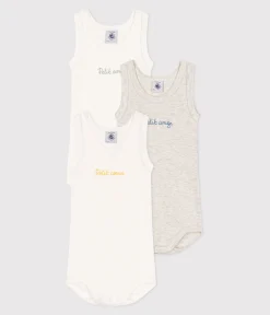 Petit Bateau Bodys*3er-Set ärmellose Baby-Bodys aus einfarbiger Baumwolle variante 1