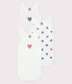 Petit Bateau Bodys*3er-Set ärmellose Baby-Bodys aus Baumwolle mit gestreiften Herzen variante 1