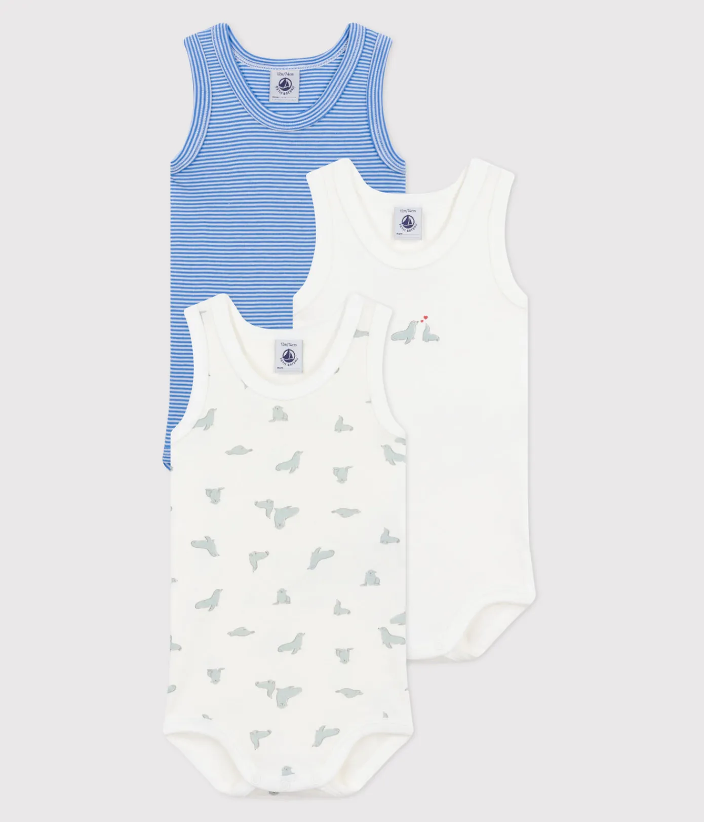 Petit Bateau Bodys*3er-Set ärmellose Baby-Bodys aus bedruckter Baumwolle variante 1