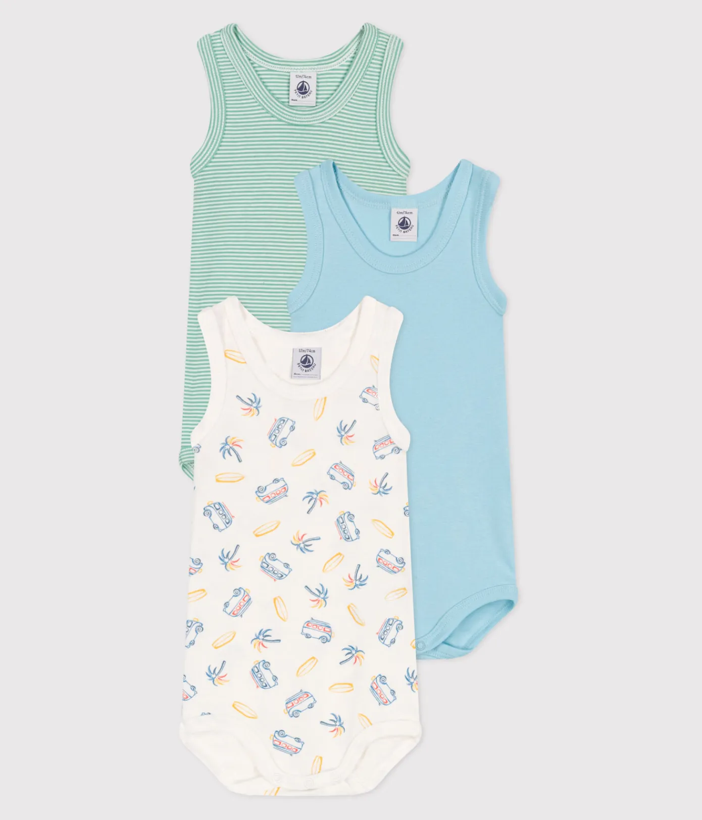 Petit Bateau Bodys*3er-Set ärmellose Baby-Bodys aus bedruckter Baumwolle variante 1