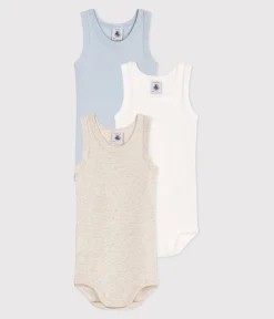 Petit Bateau Bodys*3er-Set ärmellose Strampler aus einfarbiger Baumwolle variante 1