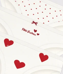 Petit Bateau Unterhosen, Shortys*3er-Set Slips aus Baumwolle mit Herzmotiv für Mädchen variante 1
