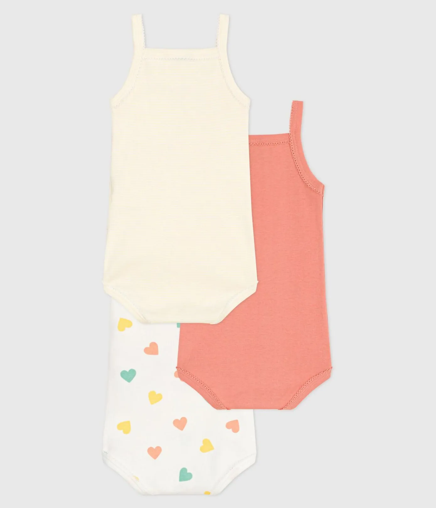 Petit Bateau Bodys*3er-Set Trägerstrampler aus Baumwolle mit Herzmotiv variante 1