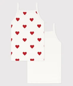 Petit Bateau Unterhemden, Tanktops|T-Shirts, Tops, Oberteile*2er-Set Unterhemden aus Baumwolle mit Herzmotiv für Mädchen variante 1