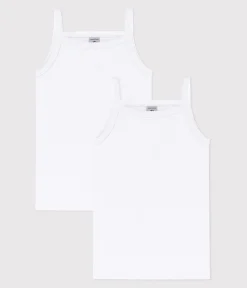 Petit Bateau Unterhemden, Tanktops|T-Shirts, Tops, Oberteile*2er-Set Weiße Trägerhemden für Mädchen variante 1