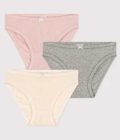 Petit Bateau Unterhosen, Shortys*3er-Set-Slips aus Baumwolle in Ajour-Optik für Mädchen variante 1