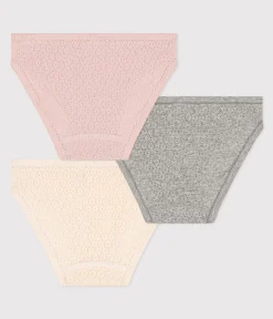 Petit Bateau Unterhosen, Shortys*3er-Set-Slips aus Baumwolle in Ajour-Optik für Mädchen variante 1