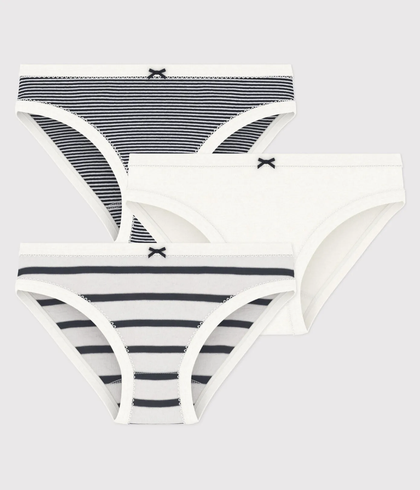 Petit Bateau Unterhosen, Shortys*3er-Set-Slips mit Streifen für Mädchen variante 1