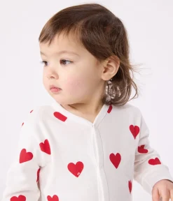 Petit Bateau Schlafanzüge, Strampler*Fußloser Baby-Strampler aus Baumwolle mit Herzmotiv weiss MARSHMALLOW/ROT TERKUIT