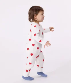 Petit Bateau Schlafanzüge, Strampler*Fußloser Baby-Strampler aus Baumwolle mit Herzmotiv weiss MARSHMALLOW/ROT TERKUIT