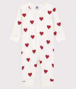 Petit Bateau Schlafanzüge, Strampler*Fußloser Baby-Strampler aus Baumwolle mit Herzmotiv weiss MARSHMALLOW/ROT TERKUIT