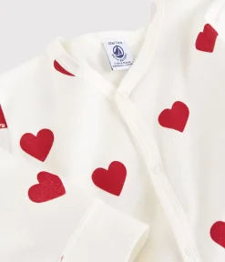 Petit Bateau Schlafanzüge, Strampler*Fußloser Baby-Strampler aus Baumwolle mit Herzmotiv weiss MARSHMALLOW/ROT TERKUIT