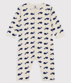 Petit Bateau Schlafanzüge, Strampler*Fußloser Pyjama aus Baumwolle mit Meereswal-Motiv beige MONTELIMAR/blau MEDIEVAL