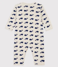 Petit Bateau Schlafanzüge, Strampler*Fußloser Pyjama aus Baumwolle mit Meereswal-Motiv beige MONTELIMAR/blau MEDIEVAL