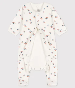 Petit Bateau Schlafanzüge, Strampler|Newborn*Geblümter Baby-Bodyjama aus Doppeljersey weiss MARSHMALLOW/weiss MULTICO