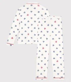 Petit Bateau Homewear|Schlafanzüge, Nachthemden*Geknöpfter Damen-Schlafanzug aus Baumwolle mit Herz-Print weiss MARSHMALLOW/weiss MULTICO